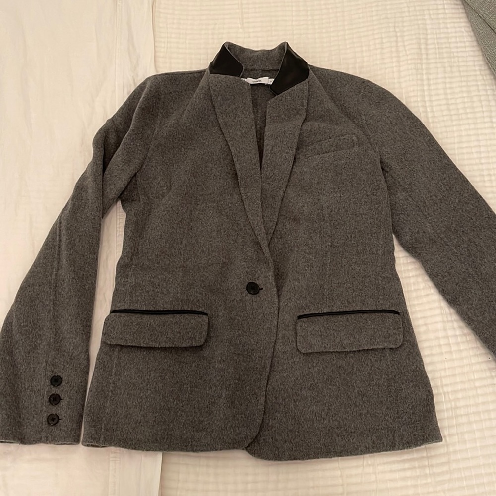 Vince wool blazer with lamb leather collar